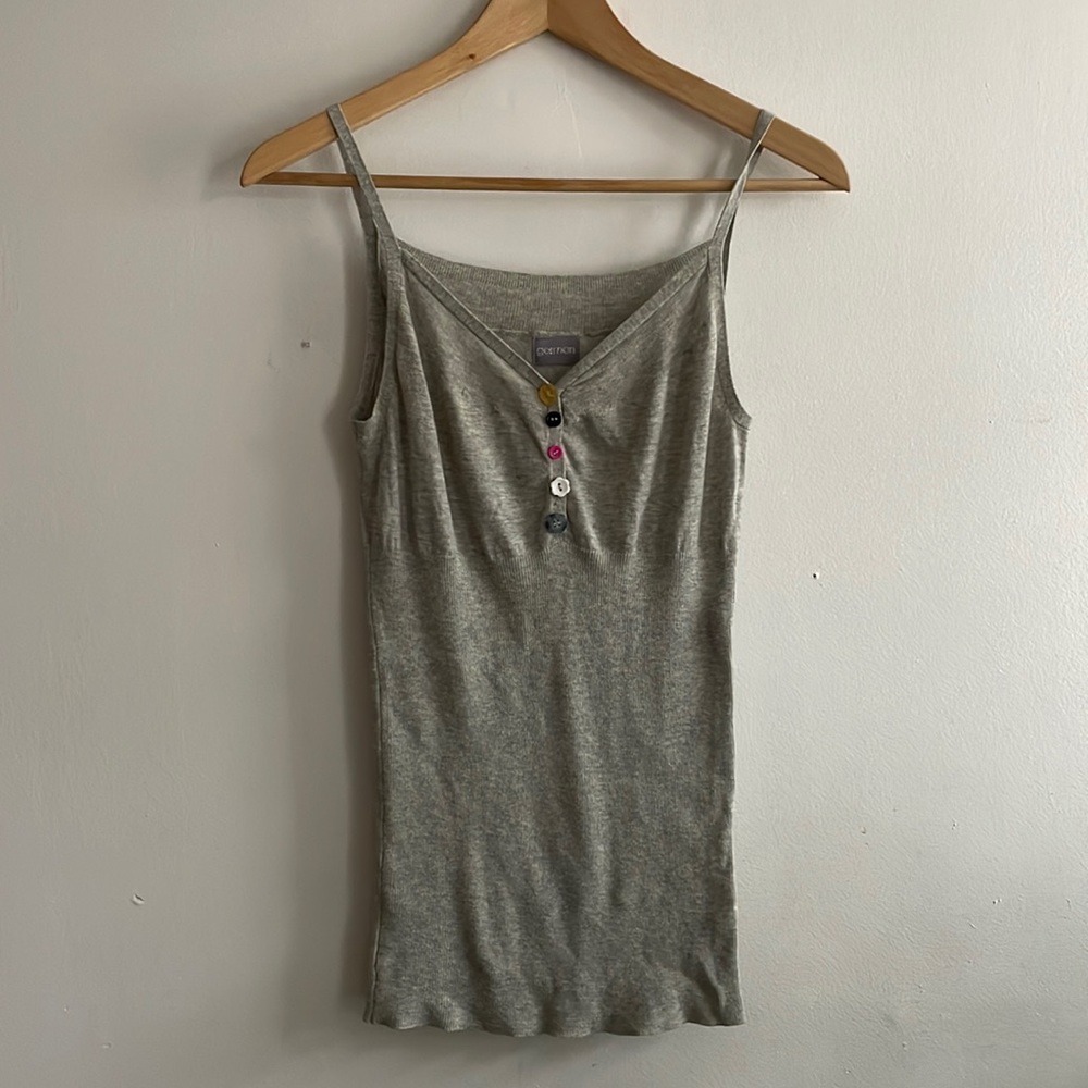Vintage Gorman Australian Designer Sweater Knit Gray Tank Multi Button Dtl S